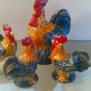 Antique ceramic roosters